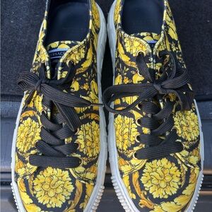 Versace Black and Yellow Patterned Sneakers